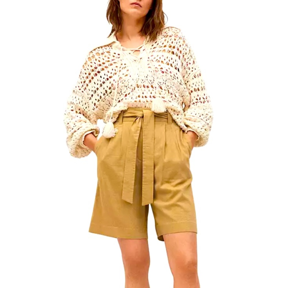 ✨EUC MANGO Linen Bow Bermuda Shorts